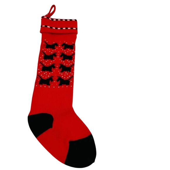 Vintage Scottie Dog Terrier Christmas Stocking Knit Dept 56 1984 22" - Picture 3 of 3